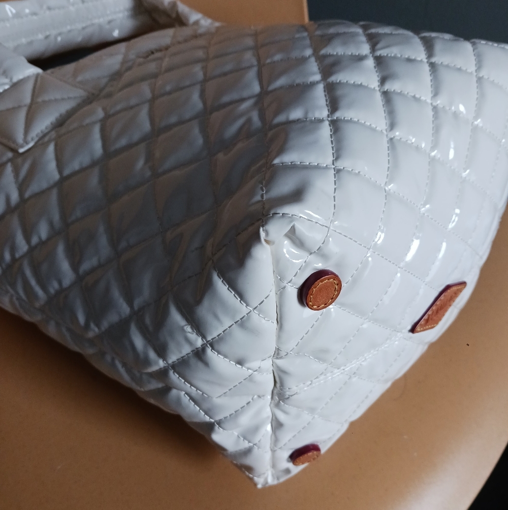 Mz Wallace Quilted Chalk Liquid, Lacquer Bag, Purse, WITHOUT CROSSBODY STRAP - Picture 9 of 13